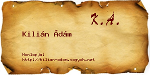 Kilián Ádám névjegykártya